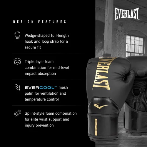 Miniatura 3 de Everlast Guantes de boxeo Elite 2 Negro/Dorado