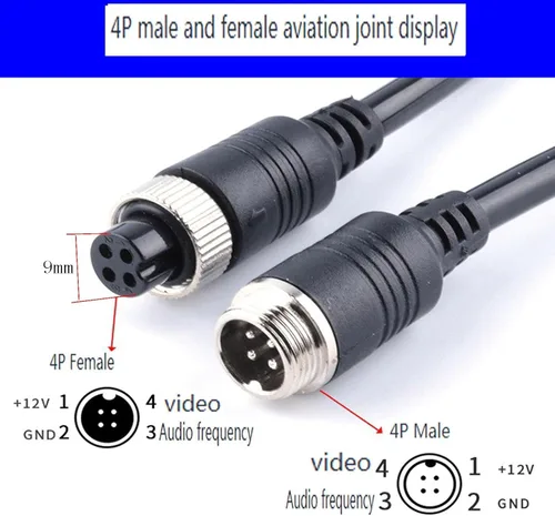 Miniatura 3 de Cable de extensión de cámara de respaldo, cable de extensión de aviación de 4 pines, para cámara de visión trasera de CCTV, camión, remolque
