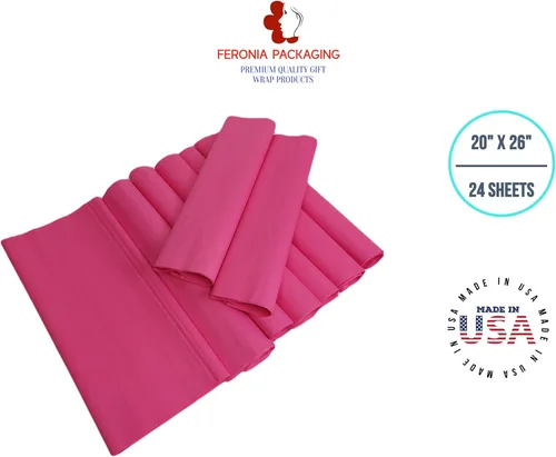 Cuadrados de papel de seda rosa intenso, 24 hojas a granel, papel de regalo premium y suministros de arte para cumpleaños, vacaciones o regalos por