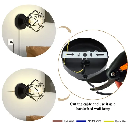 Miniatura 5 de Mini lámpara de mesa industrial, lámpara de escritorio de jaula de metal negro regulable para espacios pequeños, base de 4.7 pulgadas, se adapta a