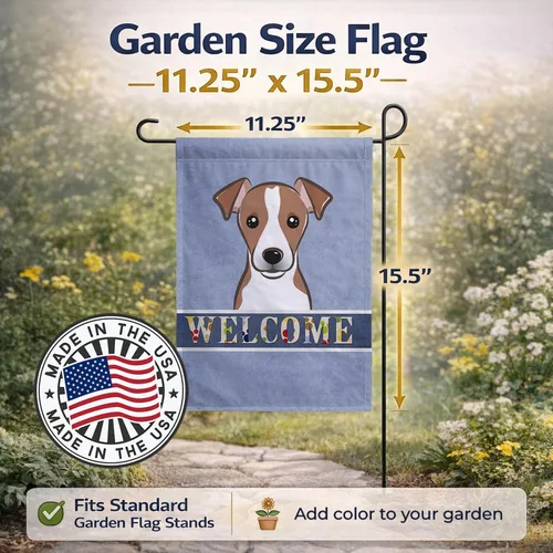 Miniatura 2 de Caroline's Treasures BB1446GF - Bandera de bienvenida para jardín de Jack Russell Terrier, bandera de buzón azul, bandera decorativa para patio