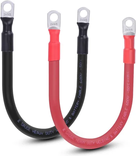Miniatura 17 de Cable de batería flexible de 1/0 AWG con terminales de 3/8" - Alambre de cobre puro OFC para inversor y soldadura para automotriz, solar, RV
