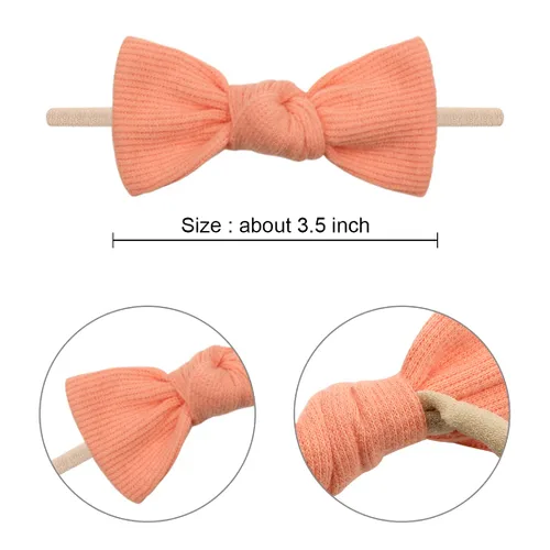 Miniatura 5 de Diadema de nailon para bebé con lazo atado, bandas elásticas y lazos, paquete de 20 diademas para recién nacidos, accesorios para el cabello