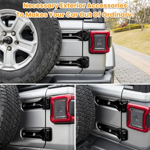 Miniatura 3 de Cubierta de bisagra para compuerta trasera de Jeep Wrangler JL JLU, accesorios de decoración exterior - 2018-2024, 2 puertas y 4 puertas, cubierta