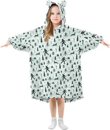 Miniatura 27 de Mantas portátiles para niños, sudadera con capucha tipo manta de gran tamaño, suave y cálida, regalos para niños, niñas y adolescentes de 3 a 14