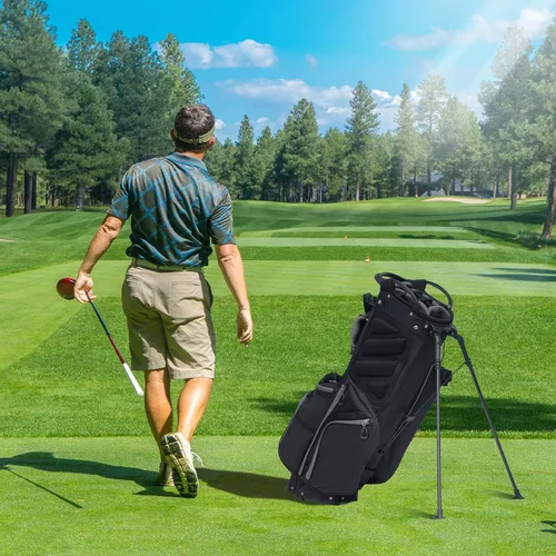 Miniatura 6 de Bolsa de golf profesional con soporte, 14 compartimentos en la parte superior con divisores de longitud completa, bolsa ligera de transporte