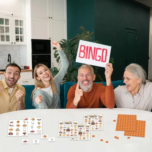 Miniatura 4 de Juego de bingo de calabaza - Tarjeta de bingo de cosecha de otoño - Juego de bingo para 24 jugadores, actividades en interiores y exteriores