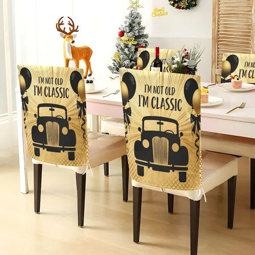 Miniatura 3 de Decor Retro 70s Car Gold Black Chair Seat Cover Washable for Home Decor Set of 2 Decorative Club Chair Slipcover protectores de sillas para comedor