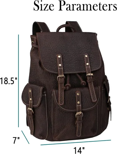 Miniatura 2 de Mochila retro de cuero genuino para hombre, adecuada para portátiles de 16 pulgadas, para viajes de negocios, mochila diaria, Gris, Mochilas de viaje