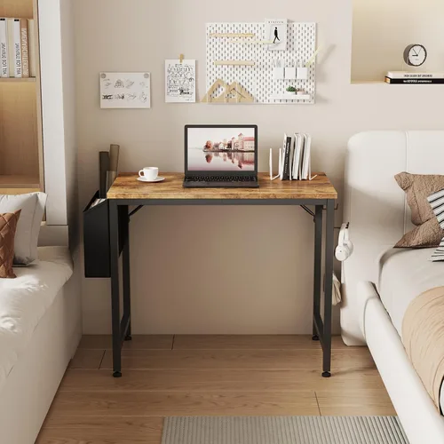Miniatura 4 de Lufeiya - Escritorio pequeño para espacios pequeños, escritorio de 32 pulgadas para niñas, para dormitorio, escritorio de estudio y escritura Marrón