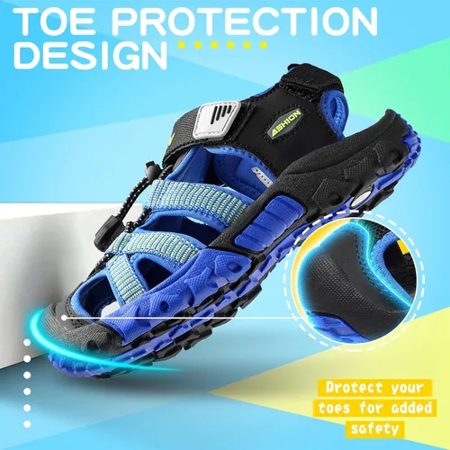 Miniatura 4 de Littleplum Sandalias para niños con puntera cerrada, sandalias deportivas para niños pequeños, zapatos de verano para niños grandes, caminar