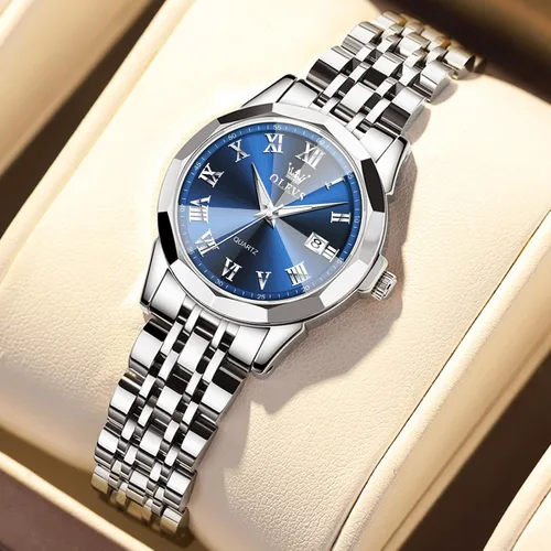 Miniatura 3 de OLEVS Reloj de pulsera para mujer, pequeño reloj de pulsera de acero inoxidable para mujer, reloj analógico de cuarzo para mujer