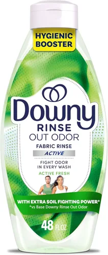 Downy RINSE & REFRESH - Removedor de olores para ropa y suavizante de telas para ropa deportiva, aroma fresco activo, 48 onzas