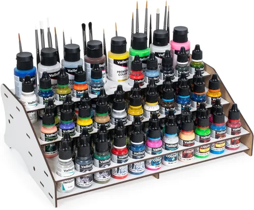 Miniatura 6 de Vallejo - Expositor de Pintura Montado en Pared para la Organización de Pinturas Acrílicas para Modelos a Escala y Miniaturas Contiene 43 Botellas