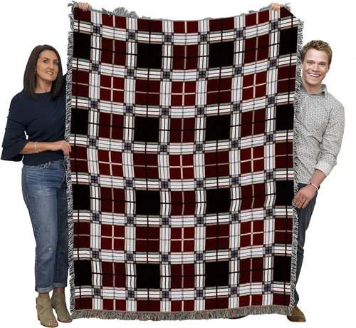 Miniatura 20 de Pure Country Weavers - Manta a cuadros Black Watch Tartan - Tapicería de regalo tejida con patrones, de algodón - Fabricada en Estados Unidos (72x54)