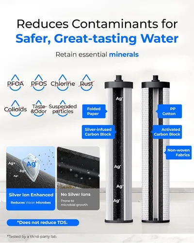 Miniatura 6 de Waterdrop - Filtro de agua de encimera doble etapa con iones de plata, reduce el cloro, PFOA/PFOS, el mal sabor y olor, filtración mejorada