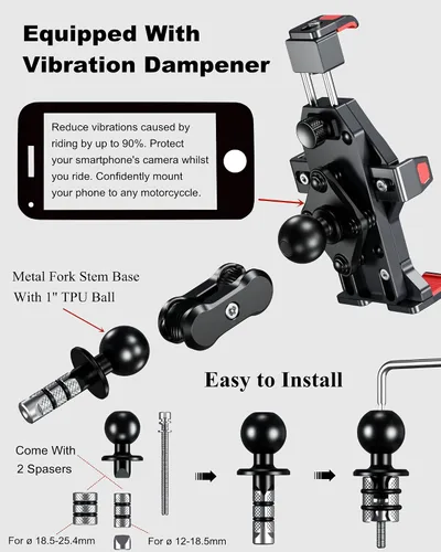 Miniatura 5 de BRCOVAN Soporte de metal antirrobo para teléfono con amortiguador de vibraciones y bloqueo seguro, aleación de aluminio, tamaño ajustable