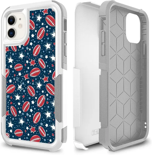 Funda para iPhone 11, diseño deportivo de fútbol, absorción de golpes, policarbonato duro y silicona híbrida de doble capa de armadura Defender para