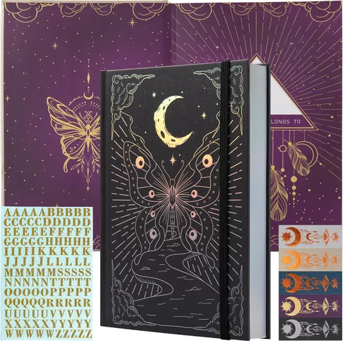 TIEFOSSI Cuaderno de puntos, diario de mariposa para mujeres y hombres, papel grueso de 160 GSM con 256 páginas numeradas, diario de tapa dura A5,