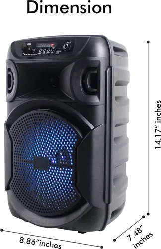 Miniatura 3 de Technical Pro 8 pulgadas portátil 800 vatios altavoz Bluetooth con woofer y tweeter, Festival PA LED altavoz con tarjeta Bluetooth/USB, estéreo