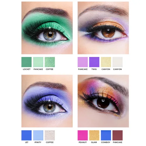 Miniatura 4 de Bold Dimensions Paleta de sombras de ojos, 45 tonos de mate, brillo y purpurina en morado, verde, amarillo, rosa y gris, alto pigmento, duradero