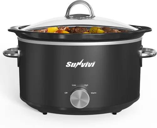 Miniatura 13 de Sunvivi Olla de cocción lenta de 3 cuartos de galón y mini calentador de alimentos con 3 ajustes de calefacción, olla de cerámica extraíble, tapa