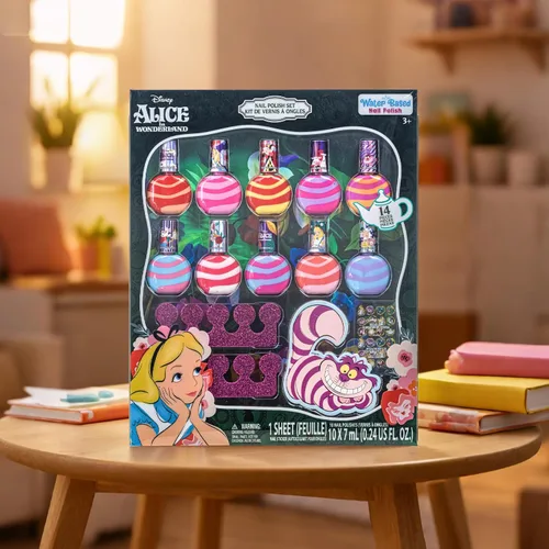 Miniatura 7 de Set de esmalte de uñas Townley Girl Alicia en el País de las Maravillas de 10 piezas, a base de agua, removible con colores brillantes, brillantes