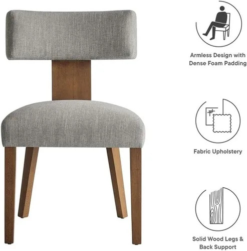 Miniatura 9 de Modway Nalani - Juego de 2 sillas de comedor sin brazos en tejido jaspeado, color marrón oscuro, sillas auxiliares contemporáneas con patas
