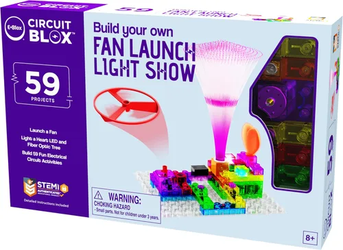 Miniatura 2 de E-Blox Kit de circuito STEM de bloques de construcción, 59 proyectos, construye tu propio espectáculo de luces de lanzamiento de ventiladores
