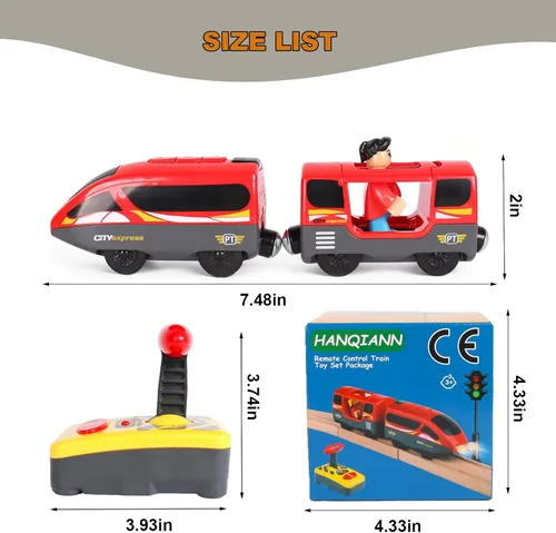 Miniatura 4 de Tren a pilas para pista de madera, potente locomotora con motor de control remoto, juguete de tren con luz y sonidos, regalo para niños pequeños