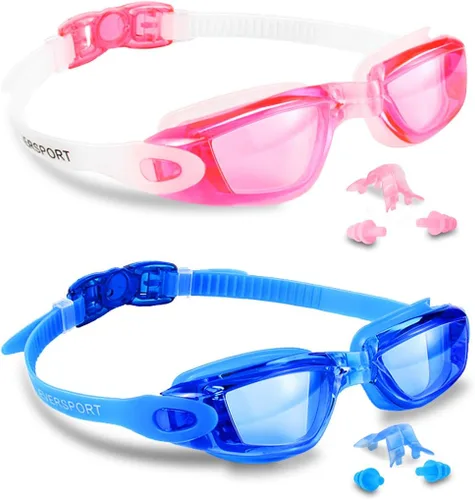 Miniatura 8 de EverSport Gafas de Natación Paquete de 2 Gafas de Natación Antivaho para Adultos, Hombres, Mujeres, Jóvenes y Niños Cristal azul y negro