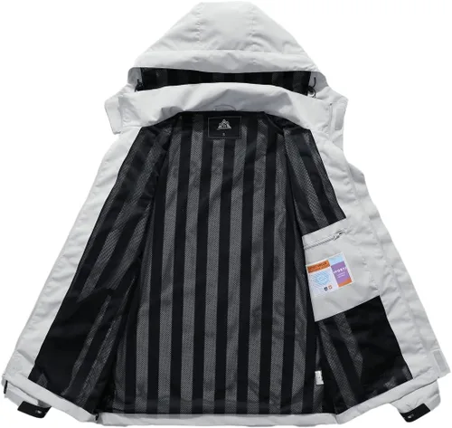 Miniatura 5 de MOERDENG Chaqueta impermeable para hombre, ligera, con capucha, para senderismo, cortavientos softshell