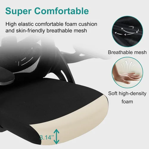Miniatura 5 de Silla de oficina, silla de escritorio ergonómica con soporte lumbar ajustable, silla de computadora de malla transpirable con reposabrazos