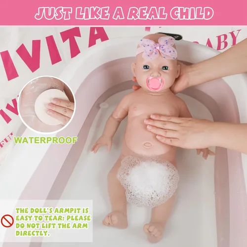Miniatura 5 de IVITA Muñecas de silicona de 20 pulgadas con peso de 8.39 libras, [NO vinilo], cuerpo completo de silicona Reborn realista realista de la vida real
