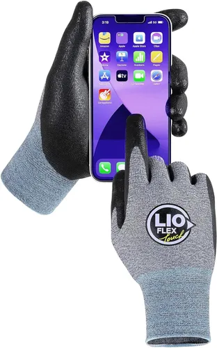 Miniatura 8 de Guantes de trabajo de seguridad con dedos táctiles, 3 pares de guantes de trabajo delgados y ligeros, ideales para trabajadores de almacén, Negro