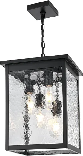 Miniatura 8 de TODOLUZ Lámpara Colgante de Exterior de 3 Luces Negra, Linterna Colgante Exterior Ajustable Luz de Porche