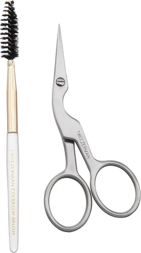 Cepillo y tijera inoxidables para estilizar las cejas, de Tweezerman, paquete de de 1, Acero inoxidable clásico