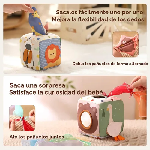 Miniatura 4 de Youuys Caja de Pañuelos de Juguete para Bebés de 6-12 Meses, Juguetes Sensoriales Montessori para Niño de 1 Año, Juguete Infantil con Pañuelos Bosque