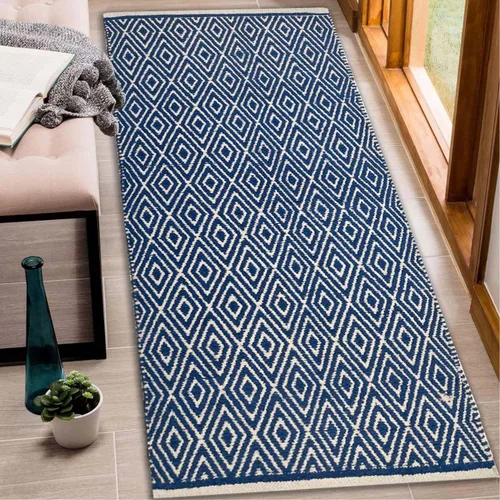 Miniatura 19 de Chardin home Alfombra de pasillo 100% algodón con diamantes de 2 x 5 pulgadas, totalmente reversible, lavable a máquina, beige grisáceo y blanco