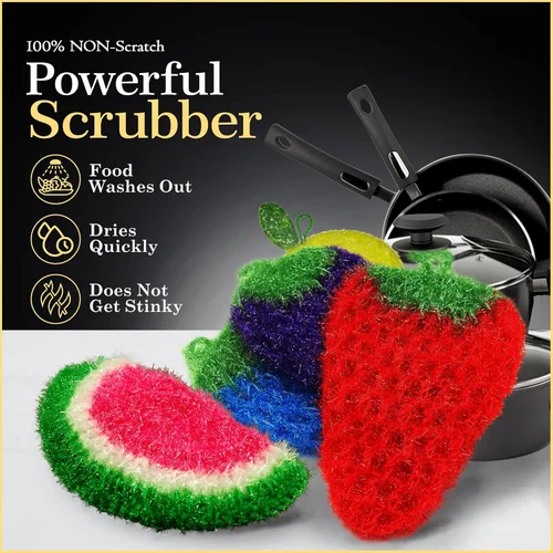 Miniatura 7 de Dish Scrubbie Limpiador de platos antiarañazos, de larga duración y sin olor, seguro en antiadherente, hierro fundido, vidrio y otras superficies