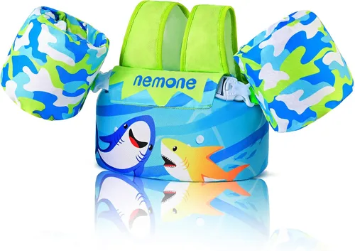 Miniatura 10 de Nemone Chaleco de natación para niños pequeños de 22 a 70 libras, flotadores para niños, chaqueta de natación con alas de agua para el brazo para A