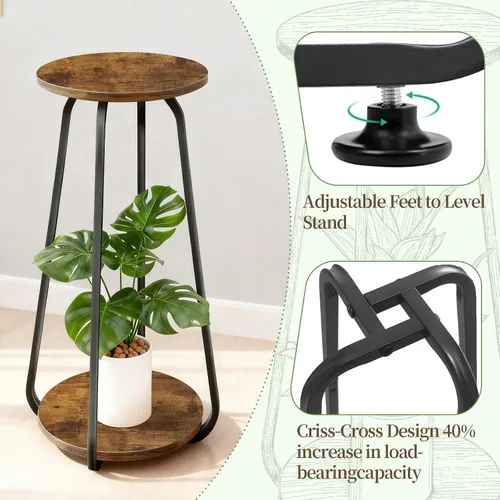 Miniatura 4 de Soporte para plantas de interior, estante de 2 niveles para plantas, soporte de pedestal, soporte de flores, soportes de metal para plantas