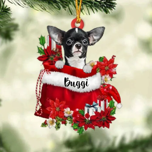 Miniatura 192 de Perro Akita Inu personalizado en bolsa de regalo, adorno de Navidad, nombre personalizado, regalo para amantes de los perros, familia, Navidad