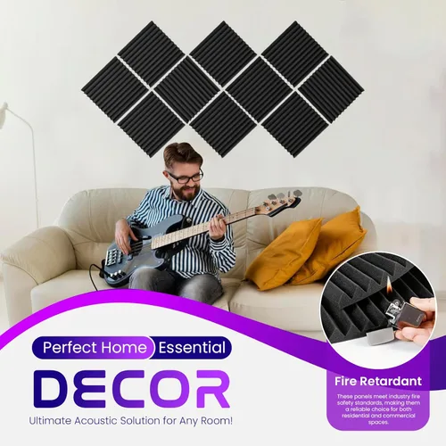 Miniatura 7 de Paneles de pared autoadhesivos de 1 x 12 x 12 pulgadas (paquete de 52) paneles de espuma a prueba de sonido para paredes, a prueba de sonido
