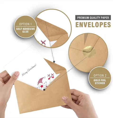 Miniatura 4 de easykart labels Surtido de 24 tarjetas de Navidad con sobres y calcomanías de sellado, 3 diseños temáticos de Papá Noel, 5.75 x 4.25 pulgadas