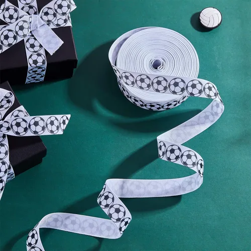 Miniatura 6 de Boao 1 cinta de fútbol de 25 yardas, diseño deportivo de grogrén, patrón de fútbol con cable para envoltura de paquetes de regalo, diseño floral