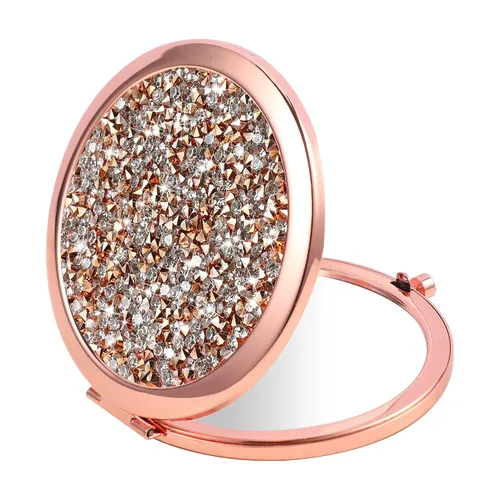 Miniatura 2 de Espejo Compacto Oro Rosa Espejo de Maquillaje Mini Espejo de Bolsillo Plegable Espejo de Mano Portátil de Doble Cara 2x 1x Aumento para Mujeres