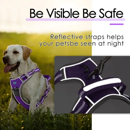 Miniatura 2 de ThinkPet Arnés deportivo transpirable, antitirones para perro, con asa, arnés reflectante y ajustable para perros medianos o grandes, clip trasero