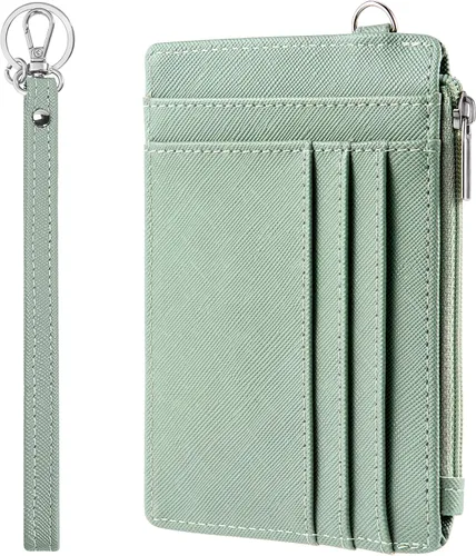 Miniatura 11 de SEAVILIA Billetera pequeña para mujer, delgada, llavero, carteras RFID para tarjetas de crédito con bolsillo con cremallera, ventana