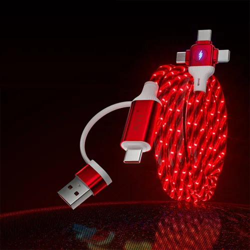 Miniatura 25 de AYI 3 combinaciones de múltiples puertos USB A a USBC Micro PD cable de carga rápida iluminado flujo de corriente compatible con casi todos